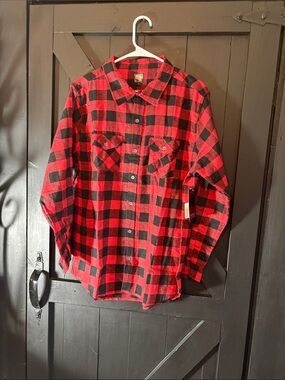 Men's Red and Black Buffalo Plaid Button-Down Shirt